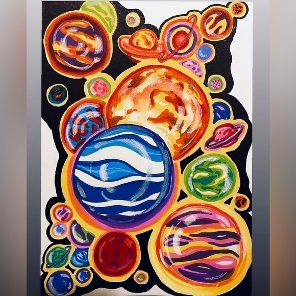 Other - Original Planet Sharpie Oil Pen Marker Drawing Leah Tschumper Art